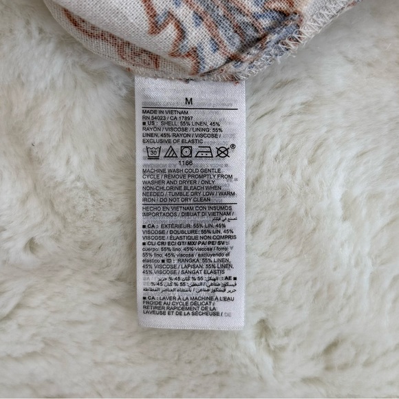 OLD NAVY Floral Linen Blend Smocked Midi Dress Cream Blue Mustard Medium - Picture 7 of 8